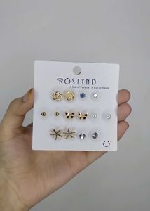 Cute Bow &amp; Heart Stud Earrings Set
