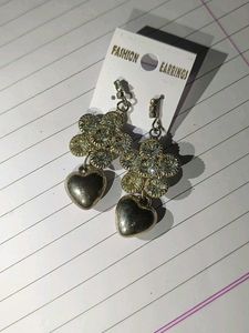 Charming Heart & Flower Dangle Earrings