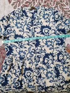 Blue Floral Print Cotton dress