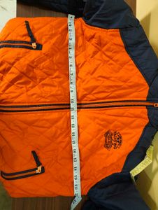 Orange &amp; Navy Quilted Bomber Jacket
