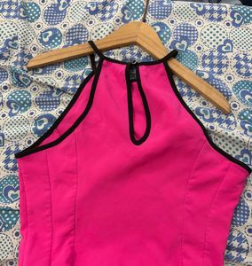 Hot Pink Halter Neck Mini Dress