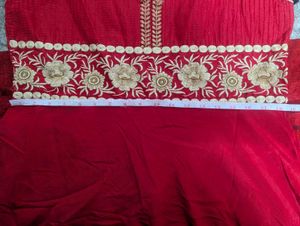 Red Ethnic Gown with Gold Embroidery