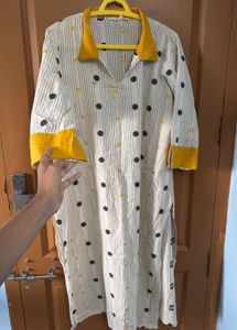 yellow collared Kurta