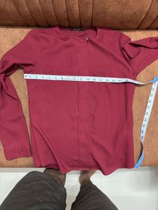 Maroon Button-Down Long Sleeve Top