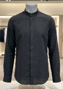ZARA MEN  black manderin neck linen Shirt