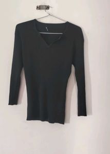 Black Long Sleeve Knit Top for 7 to 8 years girl