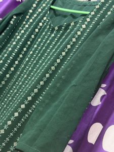 Bottle Green embroidery Kurta set