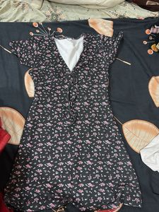 Floral Print Lace-Up Mini Dress