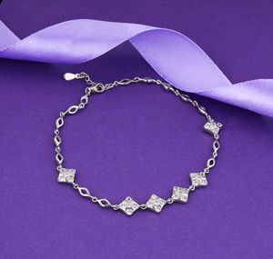 Silver Zircon Studded Anklet