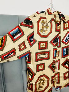 Unique Vintage Print Button-Up Shirt