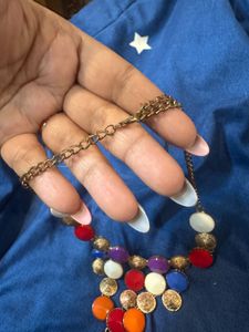 Bold Multicolor Statement Necklace with Gold-Tone