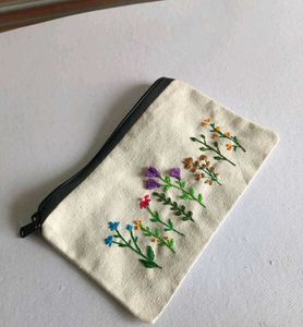 Floral Embroidered Pouch