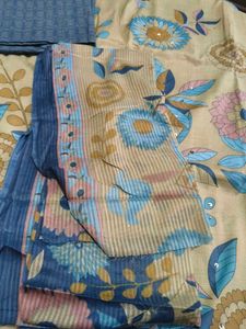 Floral Print teal blue pure jaam cotton suit