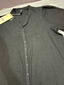VETO Black Button-Up Top
