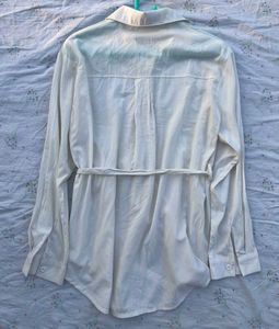 Chic White Collared Tie-Waist Tunic