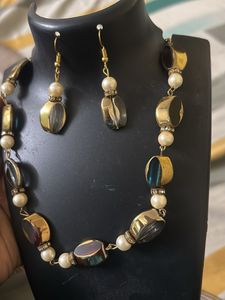 Boho Beaded Necklace and Earring Set