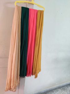 Set of 4 Pleated Dupattas in Vibrant Colors
