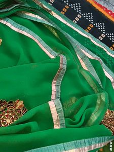 Emerald Green Embroidered Dress saree
