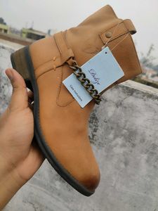 Stylish Tan Ankle Leather Boots(38 Size)