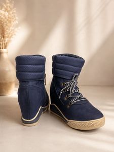 Stylish Blue Wedge Ankle Boots