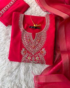 Vibrant Pink Embroidered Kurta Set