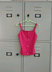 Hot Pink Button-Up Camisole Top
