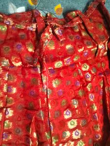 Elegant Yellow Kurta with red skirt
