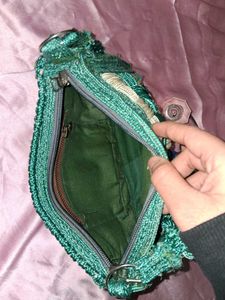 Green Woven macrame bag