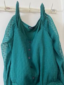 Emerald Green Peplum  Blouse from Only