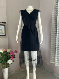 Chic Black Sheer Overlay Dress