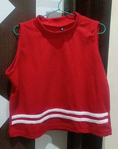 Red Sleeveless Crop Top