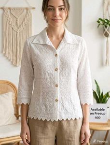White chickenkari Embroidered shirt