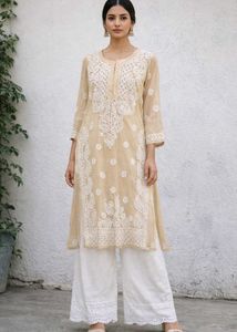 Nude chikankari kurta