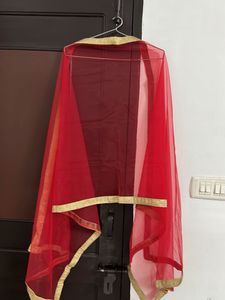 Red Embellished kurta Set with palazzo