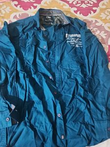 Men's Blue Casual Button-Up Shirt