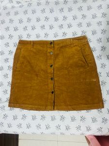 Corduroy Button-Front Skirt