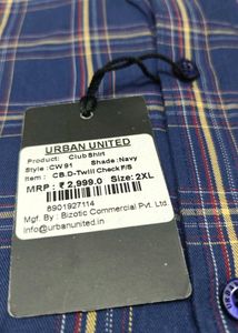 Urban United Navy Check Shirt 2XL