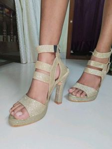 Sparkling Silver Platform Heels