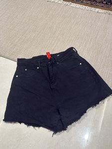 Black Denim Cut-Off Shorts