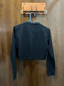 Black Cropped Long Sleeve Top
