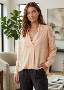 ZARA Elegant Peach V-Neck Top