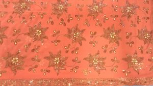 Elegant peach Embroidered Saree