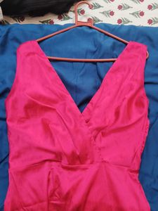 Stunning Pink Evening Gown,fish cut,backless
