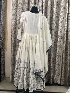 White Anarkali Kurta Set with Dupatta