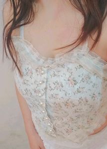 Floral Lace Cami Top with Pearl Buttons