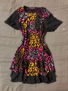 Vibrant Leopard Print Mini Dress