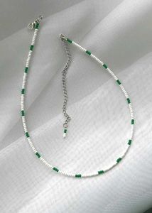 Beaded Choker Necklace💚🤍