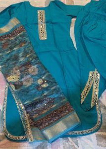 pretty Teal dhoti Kurta Set with MirrorWork  😍