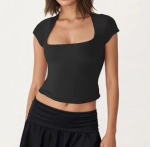 Chic Black Square Neck Top