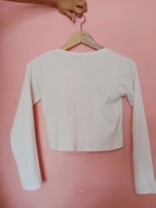 White Crop Top Ribbed